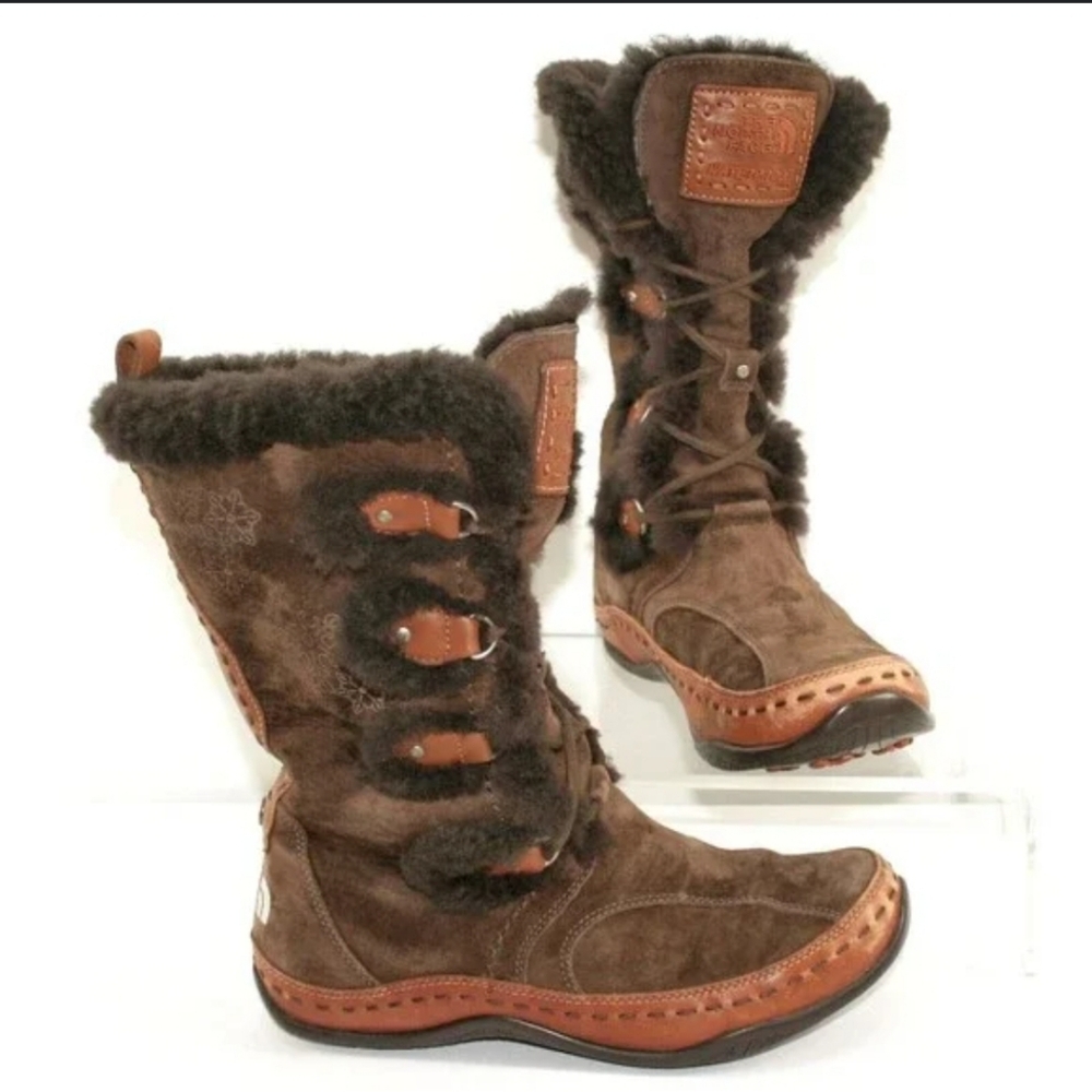 The North Face Womens Abby II Primaloft Brown Flakes Winter Snow Boots Size 6